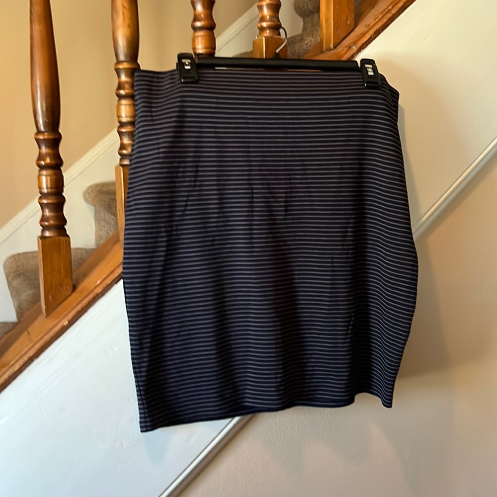 Ann Taylor Blue & Grey Striped Pencil Skirt NWT